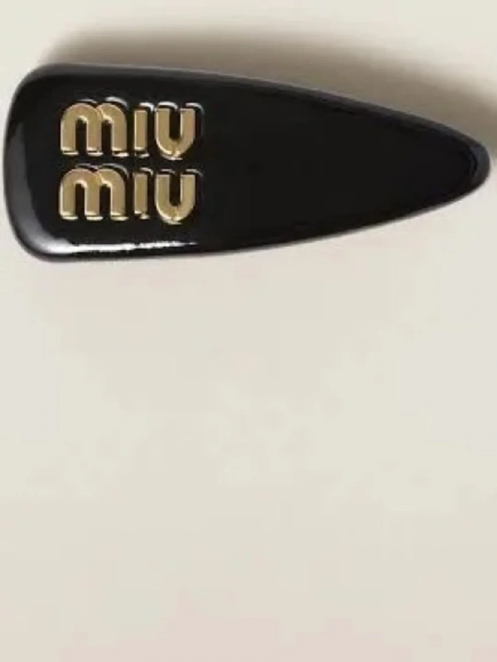 Miu Miu Black Hair Clip with Gold Logo